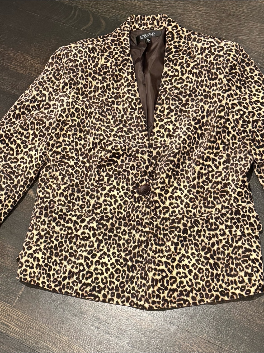 NWT Kasper Leopard Print One-Button Blazer Jacket - Size 16